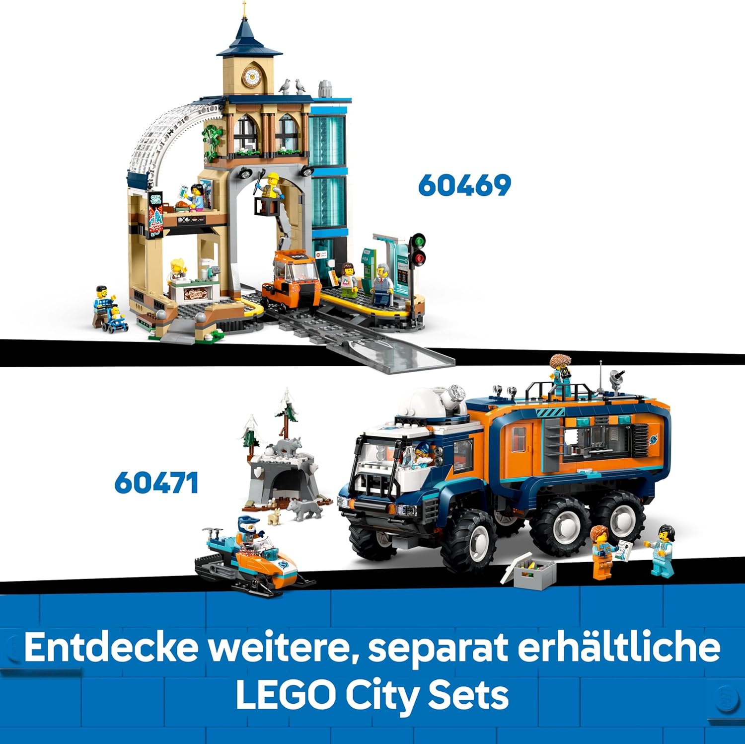 LEGO City Trains Arctic Polar Express - Toy with Remote Controlled Train - Snow Plow, 22 Track Segments, 6 Mini Figures & Rockfall Function - Gift for Boys & Girls from 7 Years - 60470 – Bild 7