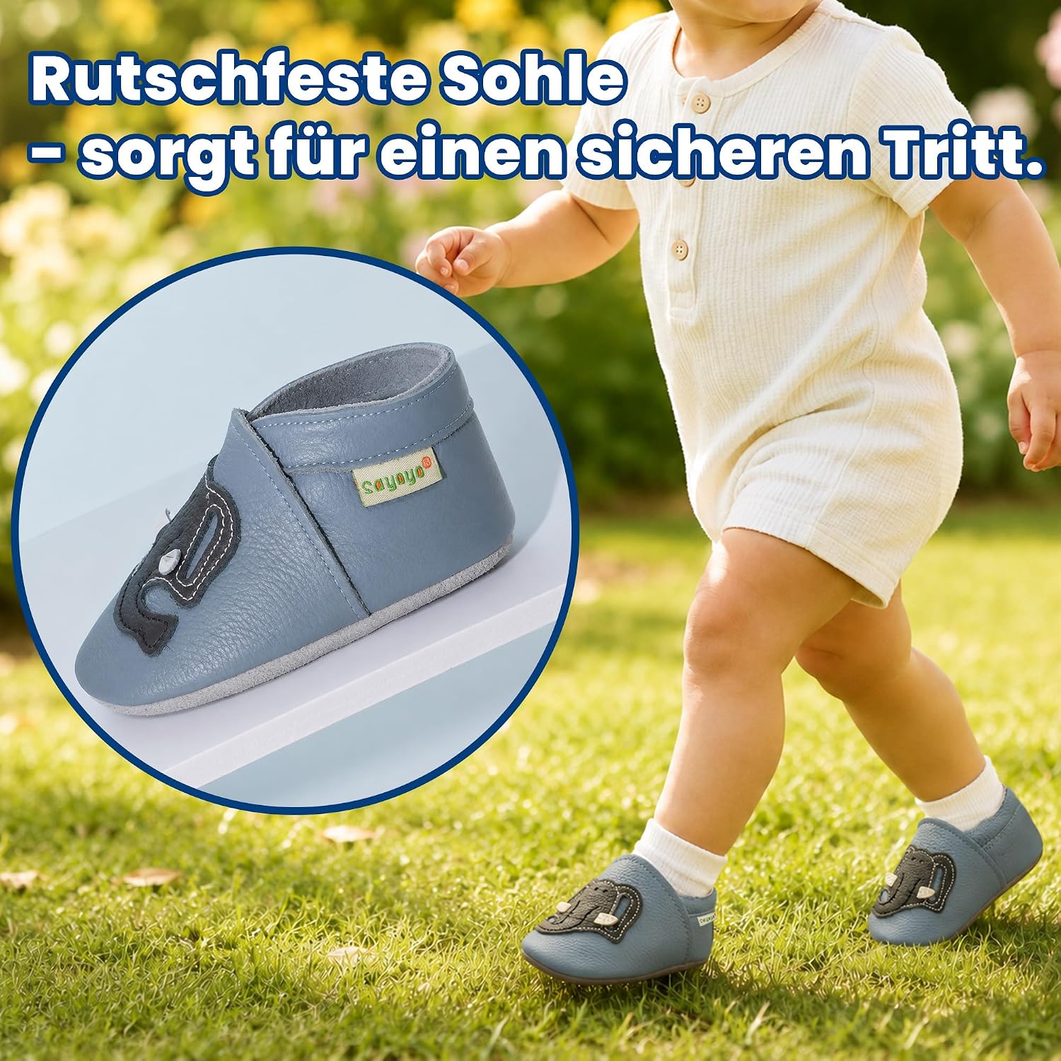 SAYOYO Soft leather first walking shoes, crawling shoes, baby slippers, toddler, leather shoes, boys and girls. – Bild 5