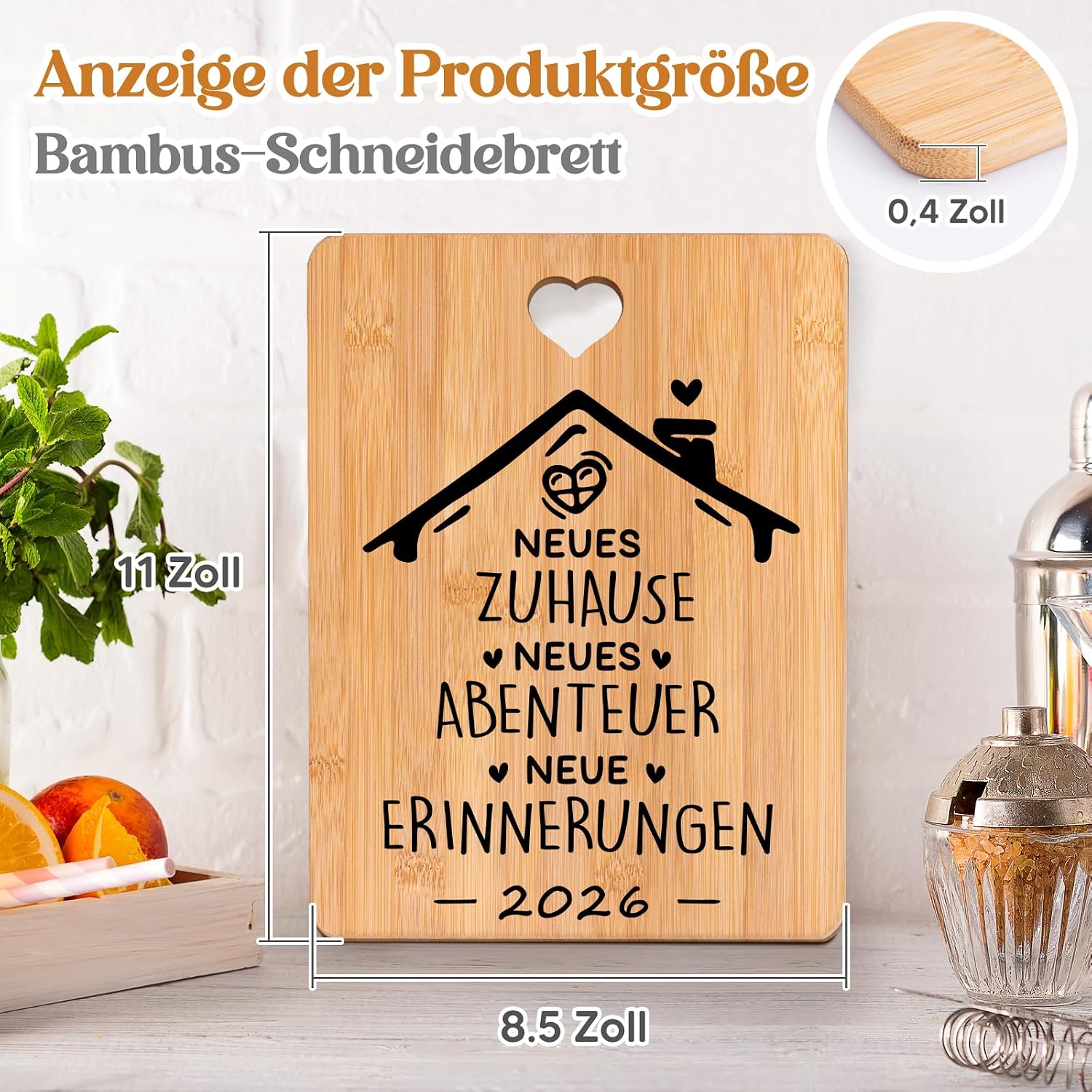 Housewarming Gifts House, Gift for Housewarming - Bamboo Chopping Board, Housewarming Gifts, Home, Gift for Housewarming, Topping Out Gift, New Home Gifts 2026 – Bild 3
