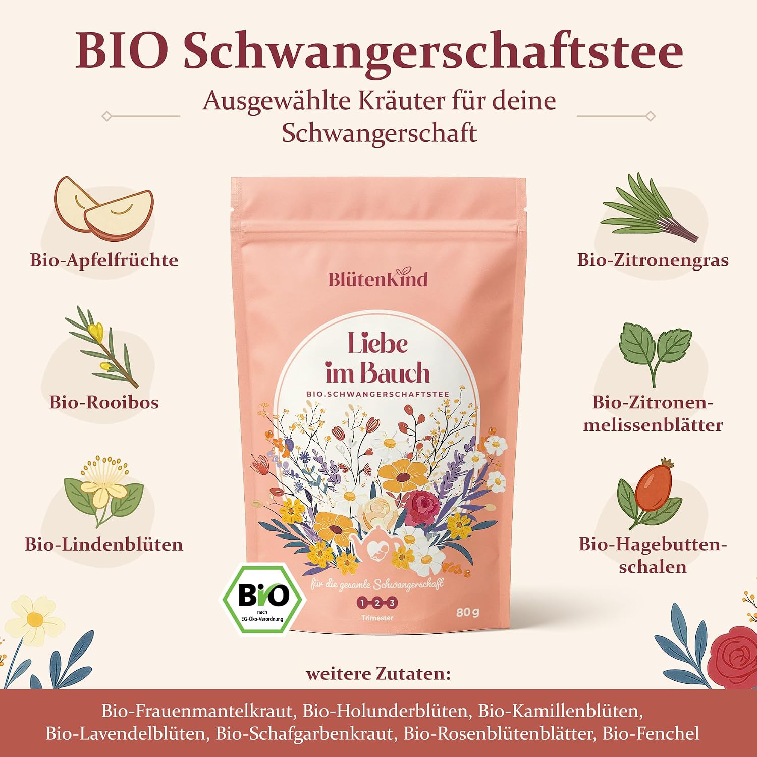 BlütenKind Organic Pregnancy Tea Love in the Stomach | For All Trimesters – Bild 2