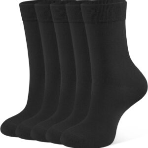 CLOSEMATE 5 Pairs Women's Cotton Socks with Elastic Comfort Waistband 35-42