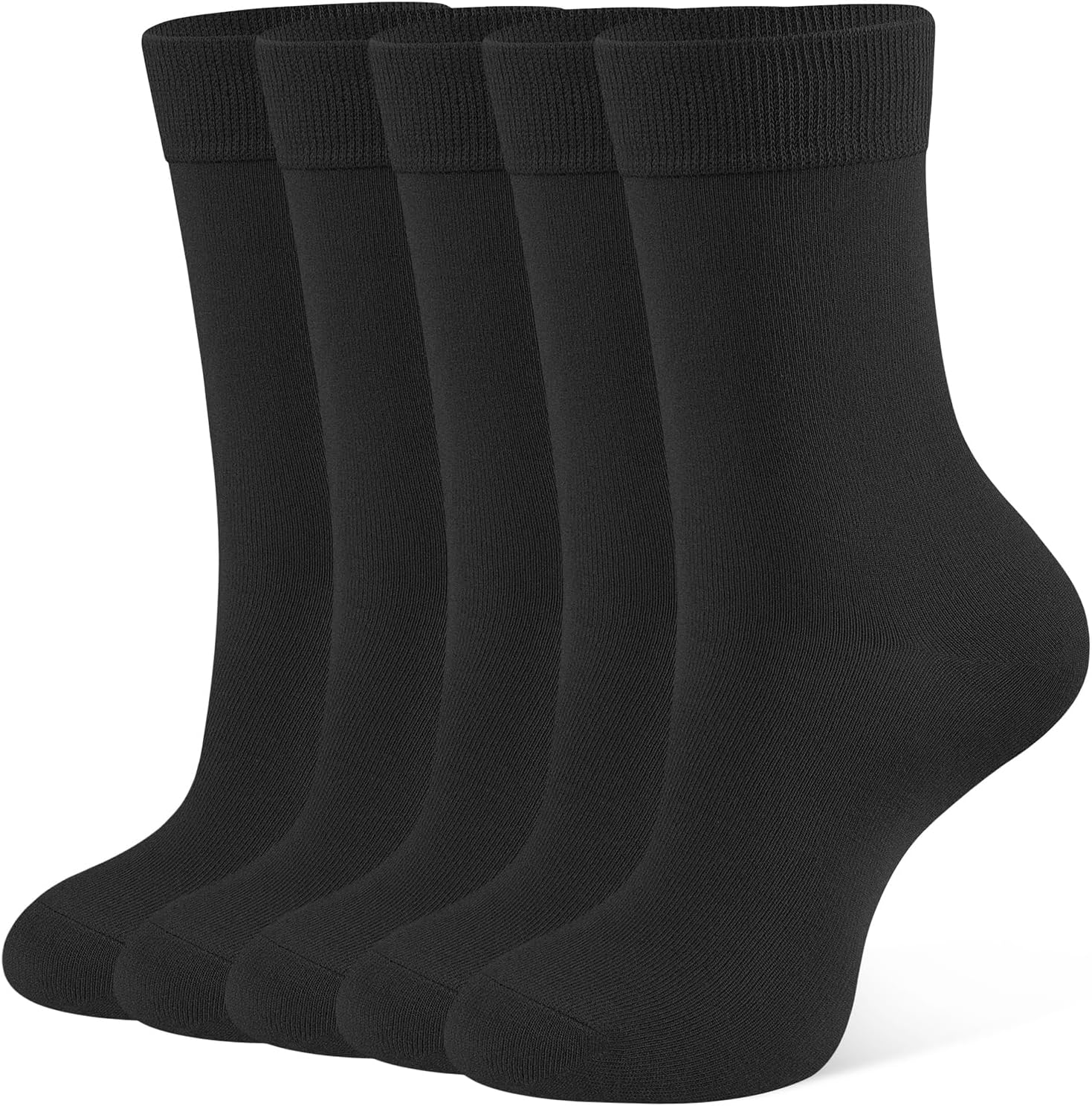 CLOSEMATE 5 Pairs Women's Cotton Socks with Elastic Comfort Waistband 35-42