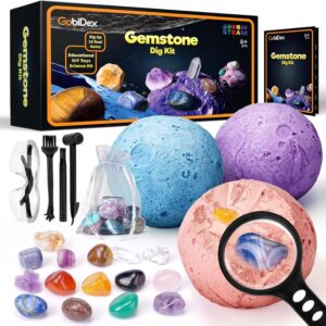 GobiDex Kids Natural Gemstones and Crystals Excavation Kit