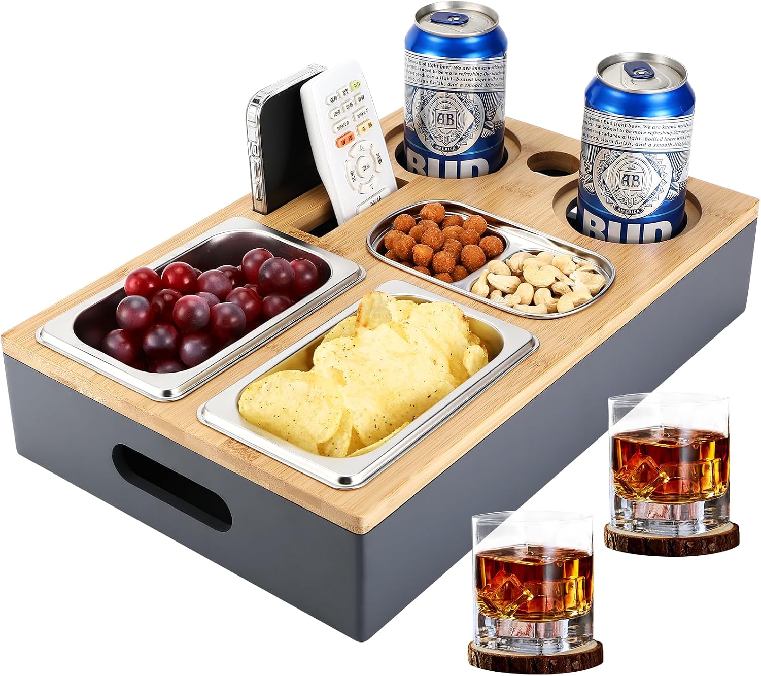 Coffee Bar Snack Box with Stainless Steel Snack Bowls with Removable Lid