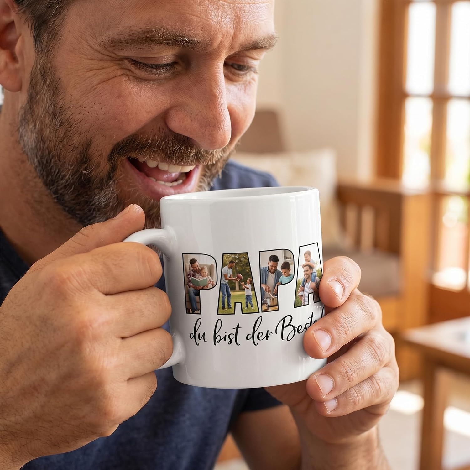 Herz & Heim Best Dad Mug Personalised Creative Photo Mug with 4 Own Pictures for the Best Dad Easy Design Gift Father Birthday – Bild 2