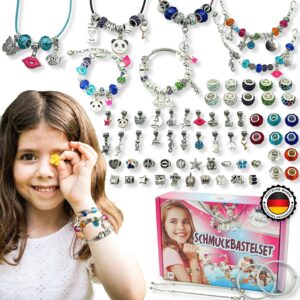 Orbikus Jewellery Craft Sets Girls from 8 Years – DIY Bracelets & Necklaces Make Yourself with Beads & Pendants, Creative Gift Idea Birthday, School Girl School Bag