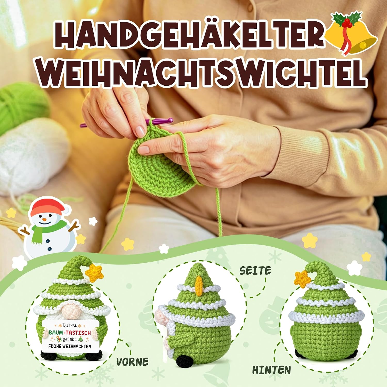 CheriGift Christmas Gifts for Women Men, Hand Crocheted Figures – Bild 2