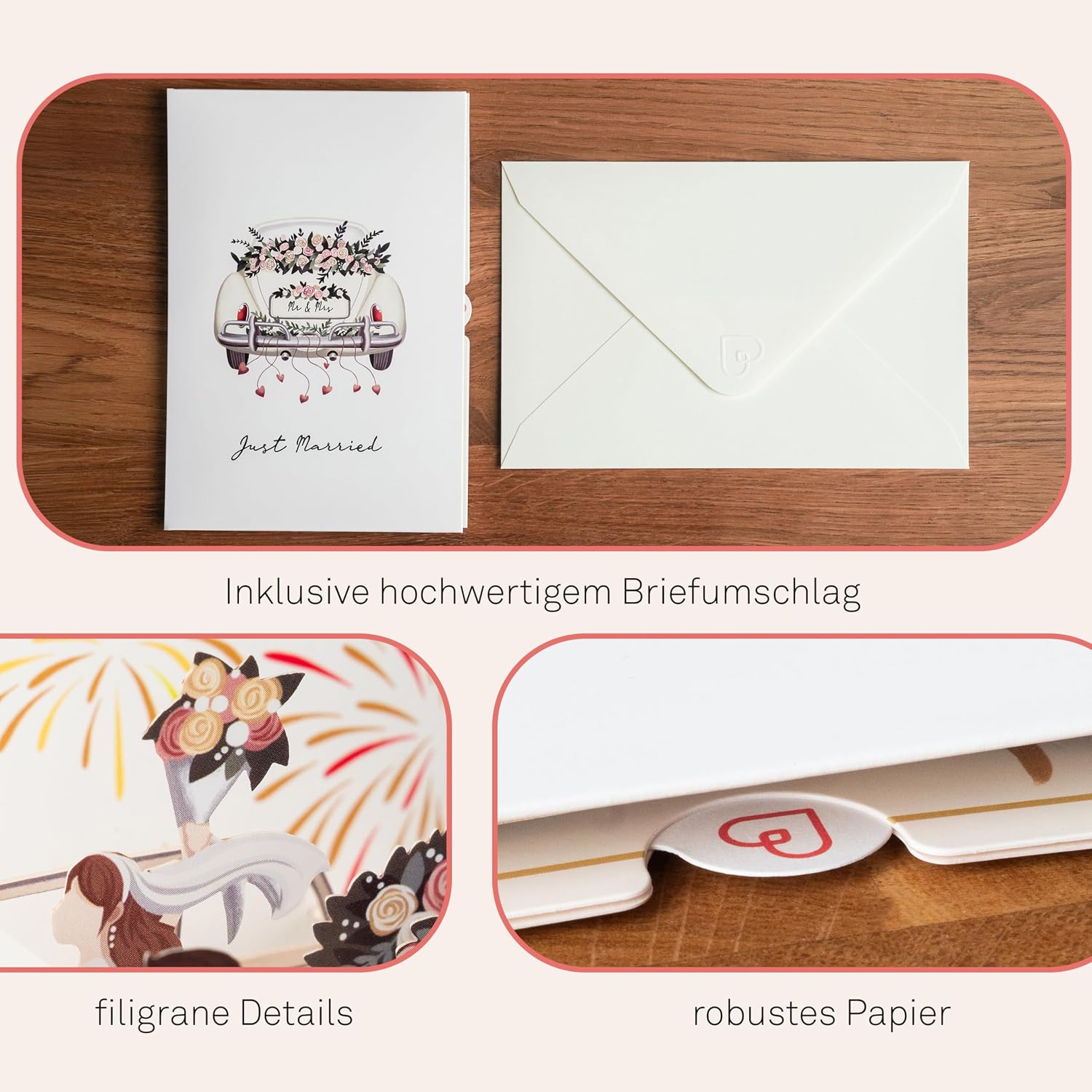 papercrush Pop Up Wedding Card with Music & Light, 3D Wedding Card – Bild 4