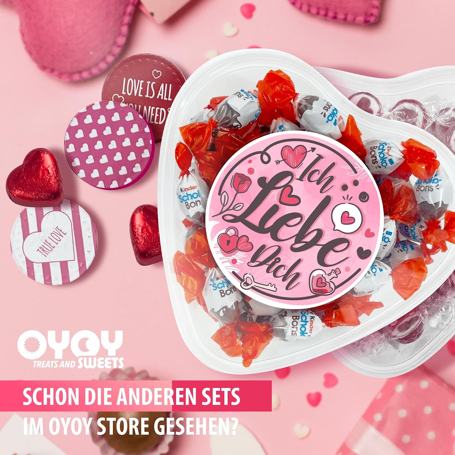 OYOY I Love You Gift Box Filled with Approx. 170 g Red Chocolate Hearts with Milk Cream Filling I Gift Set Chocolate Ideal for Valentine's Day or Love Gift I Love You Chocolate – Bild 8