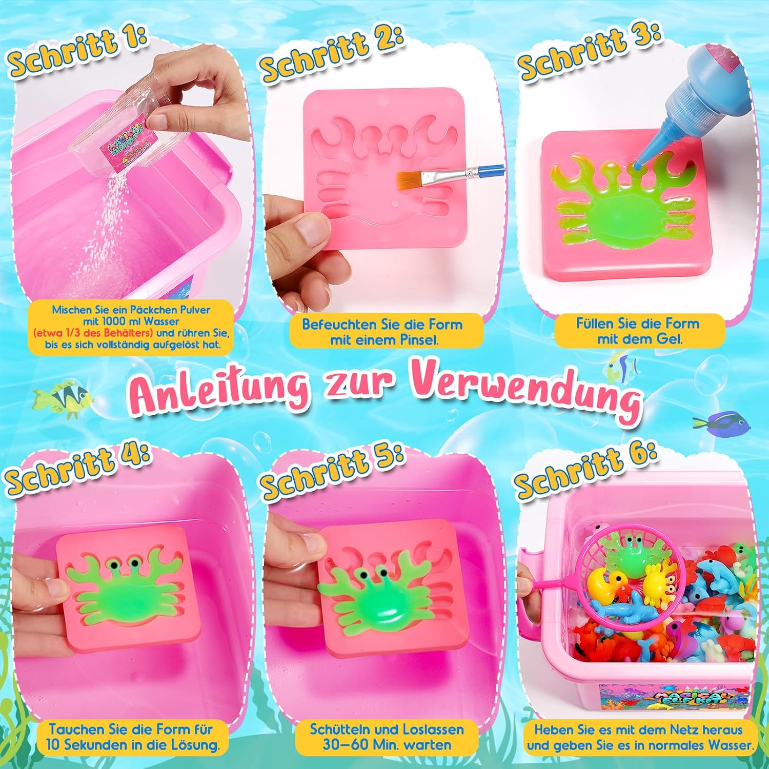 Magic Aqua Gelz Set, Craft Set Children from 5 6 7 8 9 Years Water Elf Kit Creative Toy from 5-10 Years Girls Boys Gift 6-12 Years Water Beads for Children Squishy Make Yourself Water Toy – Bild 3