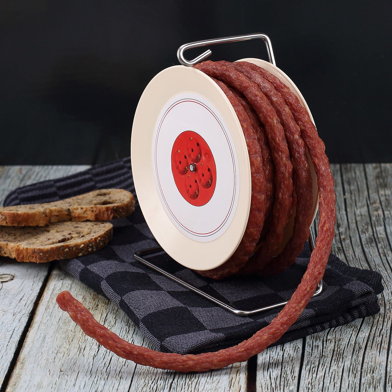 Herz & Heim 3.5 Metre Salami Snack on Cable Reel - with Name on Label - Gift Idea for Craftsmen and DIY Enthusiasts – Bild 3