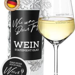 XL Wine Glass | Guter Tag, Schlechter Tag, Frag nicht (530 ml) | Wie war Dein Tag? in Gift Box | Funny Gift for Men and Women | Birthday Gift | White Wine Glasses Red Wine Glasses [German Language]