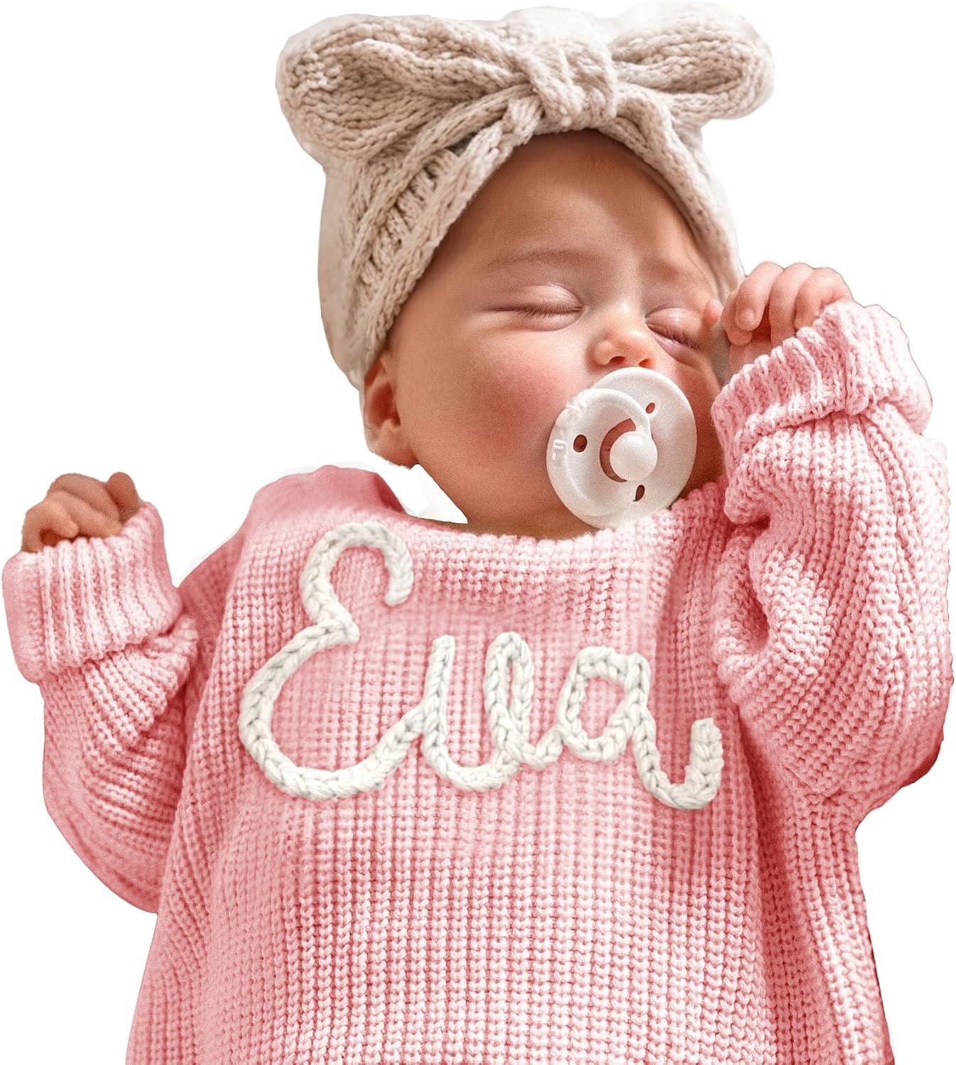 Personalised Baby Knitted Jumper, Custom Baby Jumper with Hand Embroidered Name, Toddler Gift