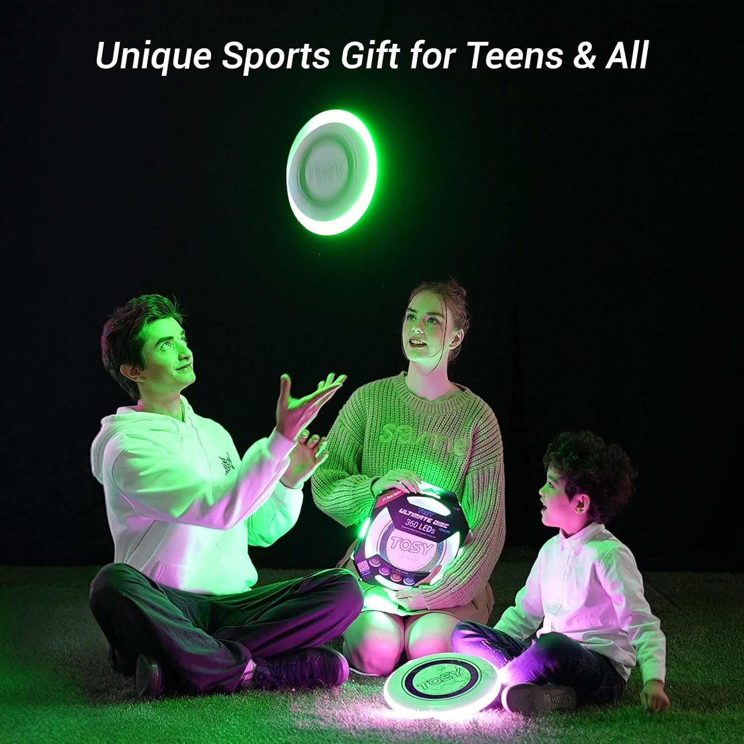 TOSY Flying Disc - 108 RGB LEDs or 36 Single Color LEDs, Super Bright Smart Modes Auto Light Up Rechargeable Waterproof Outdoor Toy for Kids & Adults 175g – Bild 6