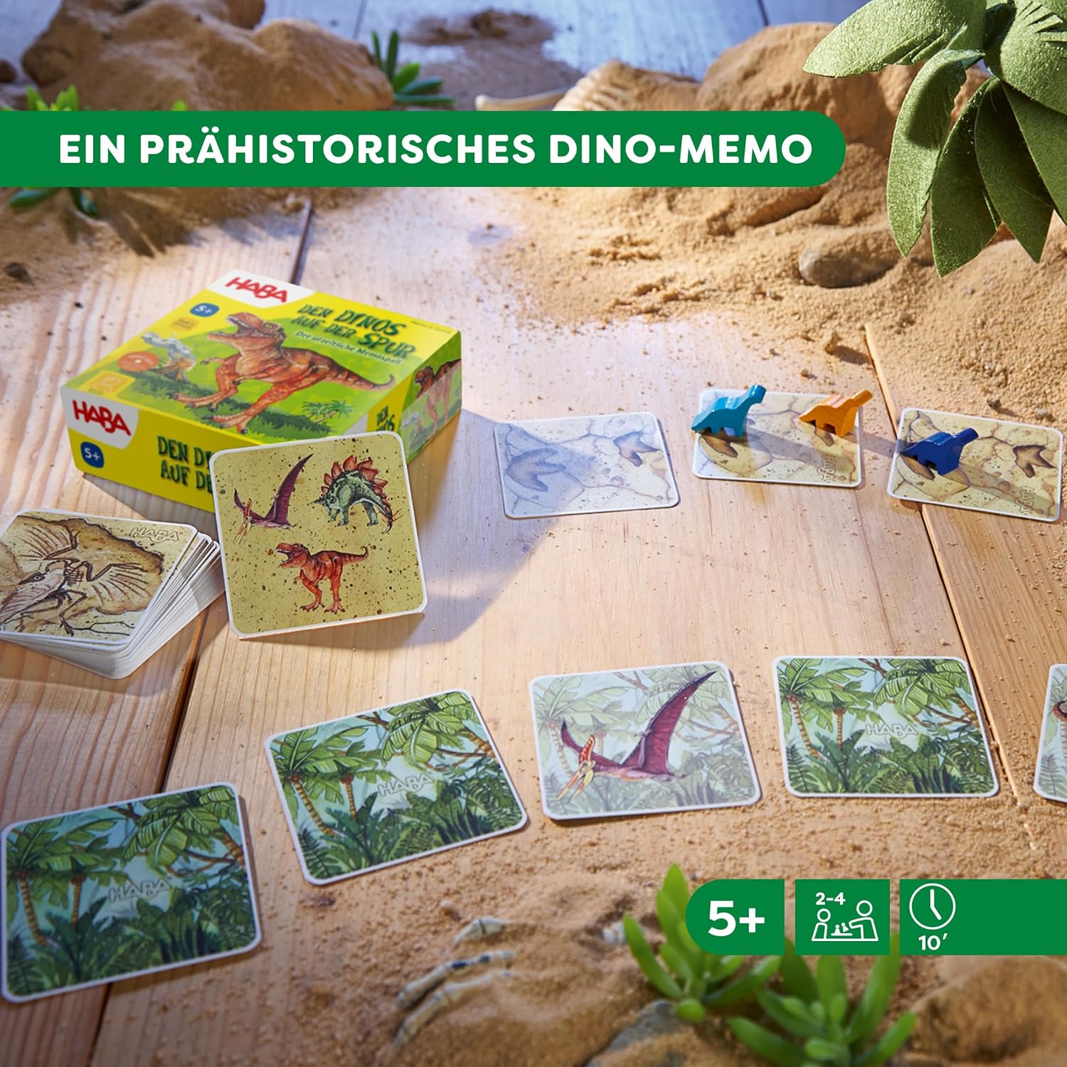 HABA The Dinos on the Trail - Exciting Dino Board Game for the Whole Family - Prehistoric Memo Children's Game with Wooden Figures - Great Gift Game for 2-4 Players – Bild 2