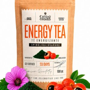 Energy Tea - Natural Energy Drink - Concentration - Antioxidants - Superfood - Herbal Tea Loose with Green Tea, Black Tea, Mate, Spirulina, Matcha, Maca, Guarana - Coffee Alternative - 100 g