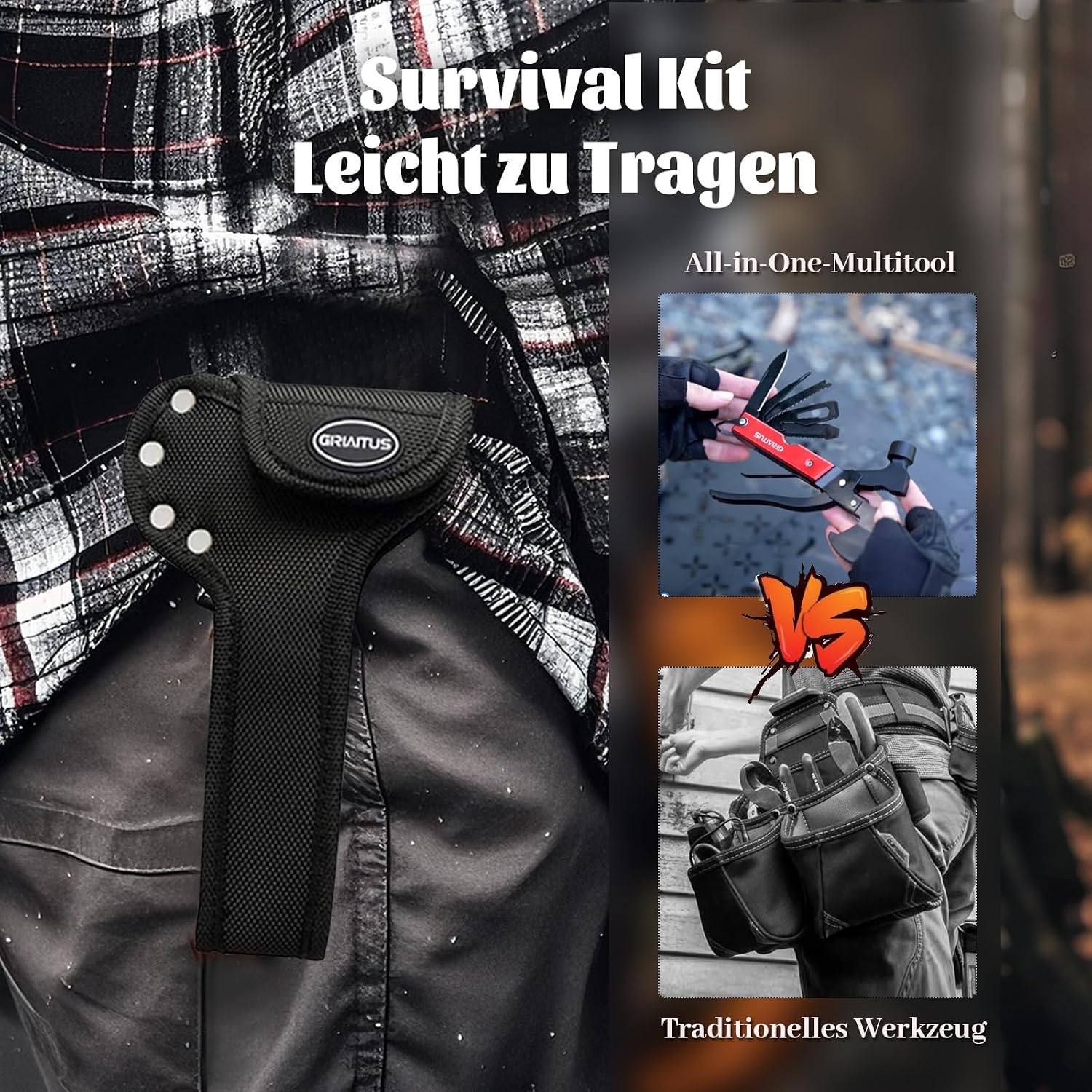 Gifts for Men 18-in-1 Multi Tool Axe with Hammer Camping Accessories – Bild 5