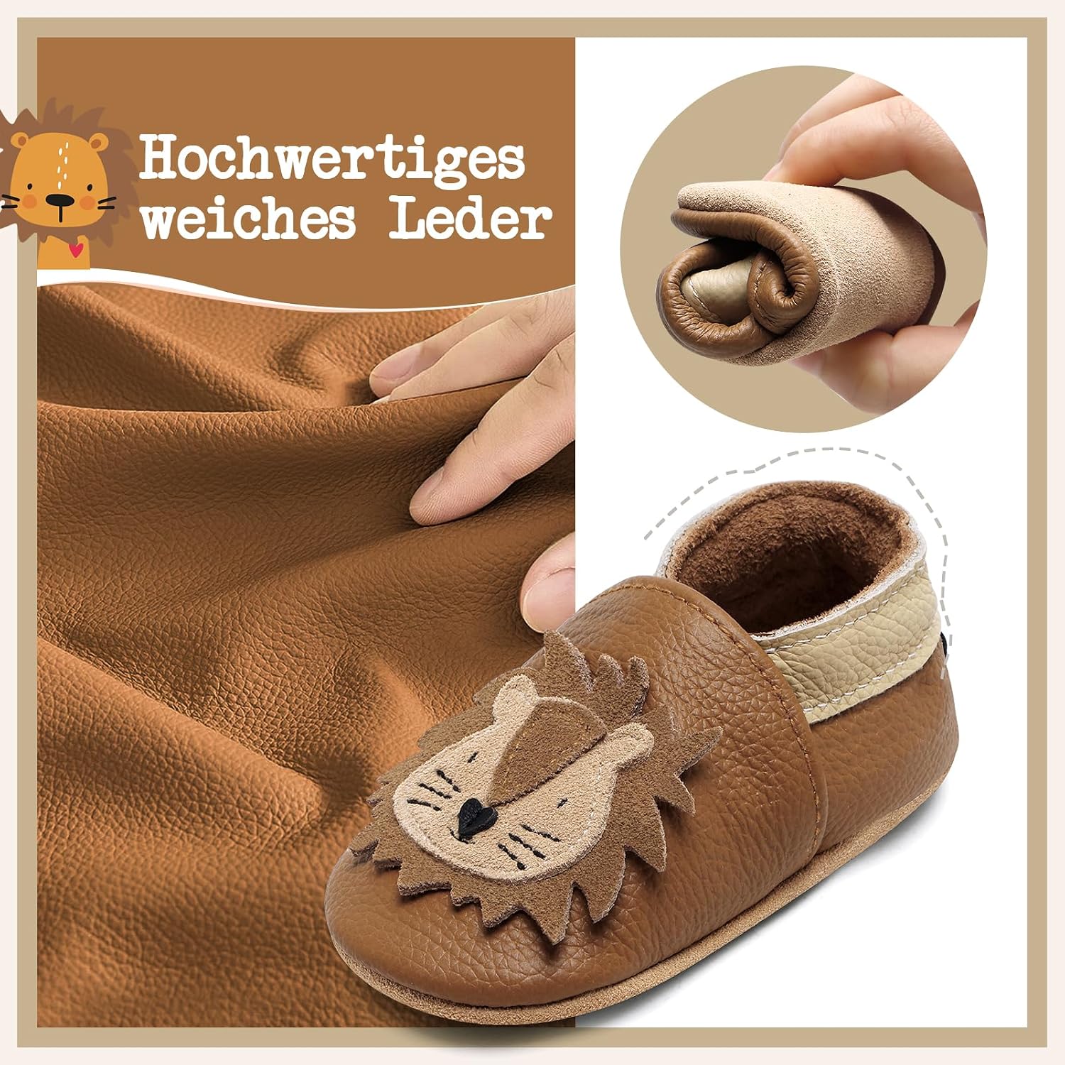 IceUnicorn Crawling Shoes, Baby First Walking Shoes, Boys Soft Leather Baby Shoes, Toddler Leather Shoes, Girls Baby Slippers – Bild 4