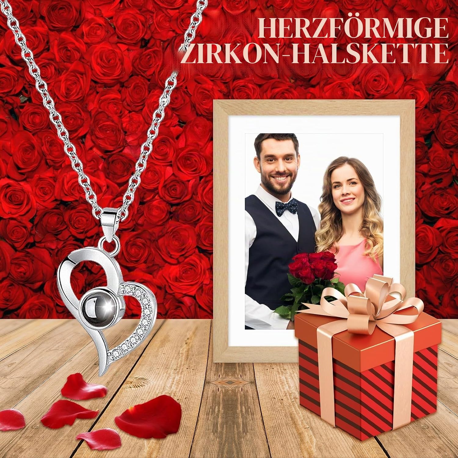 Eternal Rose with Chain, Eternal Rose Box, Valentine's Day Necklace, Heart Chain, Jewellery Gift Box, with I Love You Necklace for Valentine's Day, Mother's Day, Christmas, Wedding, Anniversary, Birthday Gift for Women – Bild 7