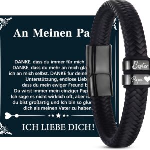 Merclix Leather Bracelet, I Love You Gifts for Men, Dads, Husbands, Christmas/Valentine’s Day/Father’s Day Gifts