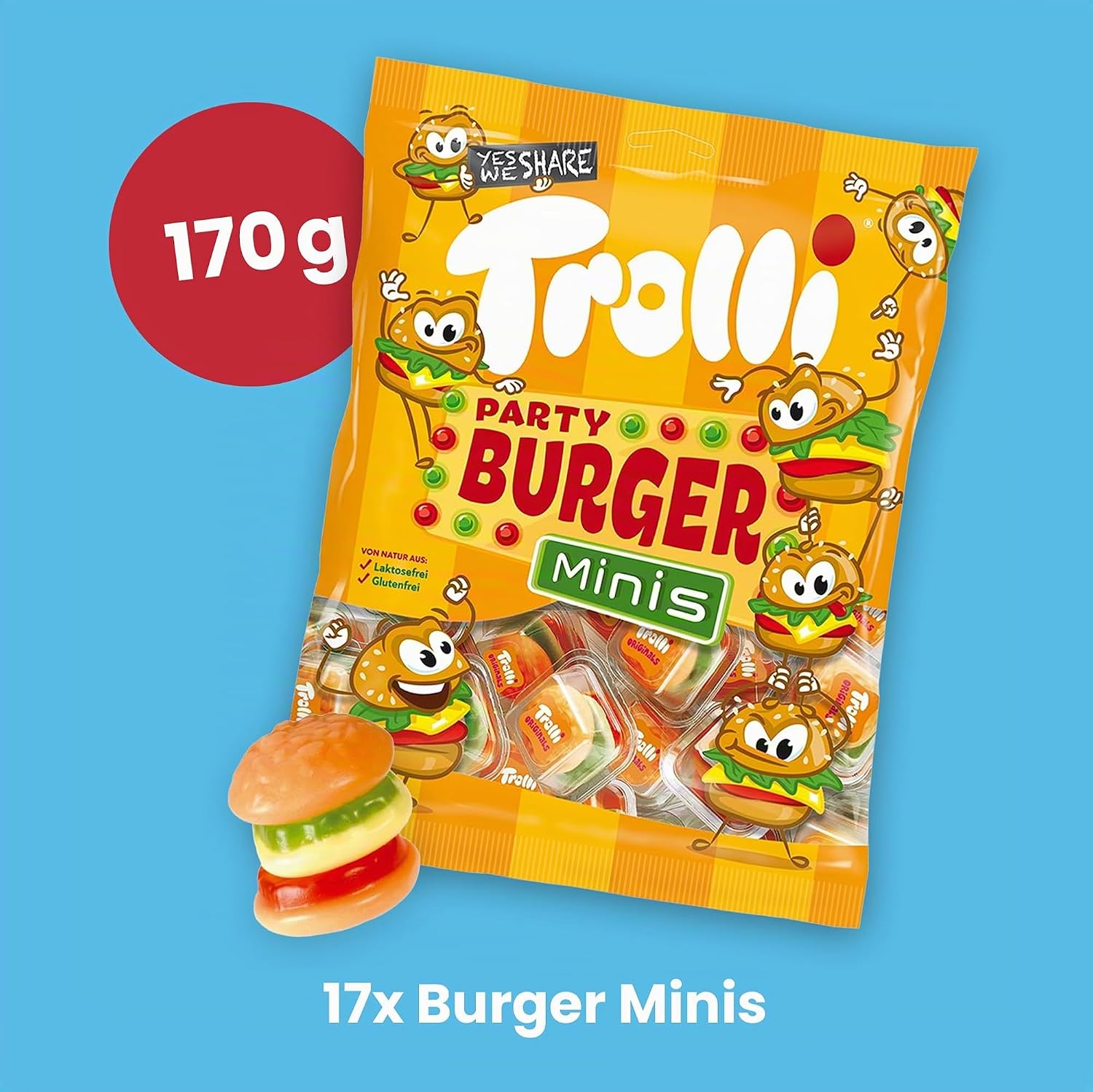 Trolli Burger Bag Set - 170g Party Burger Minis & 1x Big Burger 50g – Bild 2