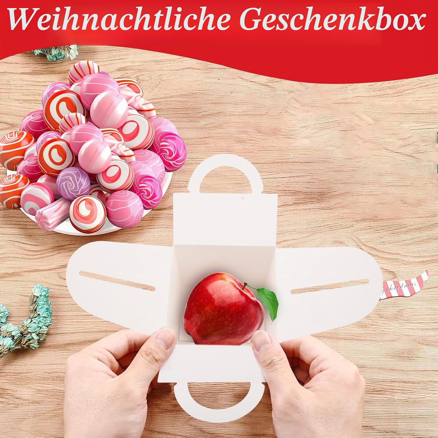AWCIGG Pack of 24 Christmas Packaging Box Small Biscuit Tins for Gifting Christmas Gifts for Colleagues Biscuit Gift Boxes Chocolate Box Empty Paper Bags Christmas – Bild 6