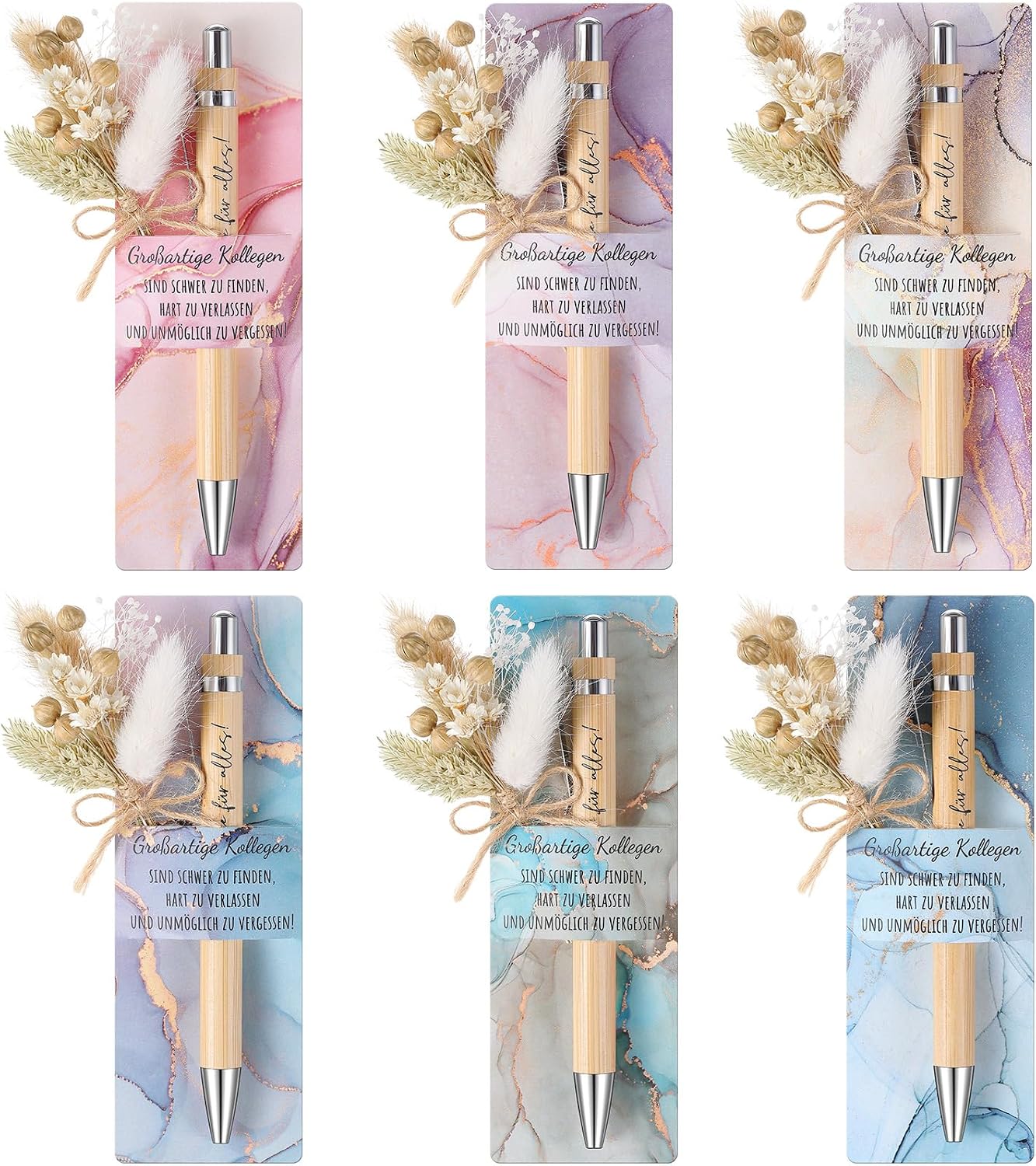 Hestya Set of 6 Great Colleague Ballpoint Pens with Engraving Thank You Gifts