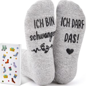 Jadive Schwangerschaft Geschenk Socken ICH BIN SCHWANGER Werdende Mama Geschenk Lustig Geschenke für Werdende Mütter Schwangere Schwangerschaft Muttertag Verkünden Größen 36-42