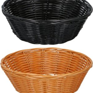 alpina Bread Basket Set - 2 Pieces - Wicker Baskets - Brown and Black