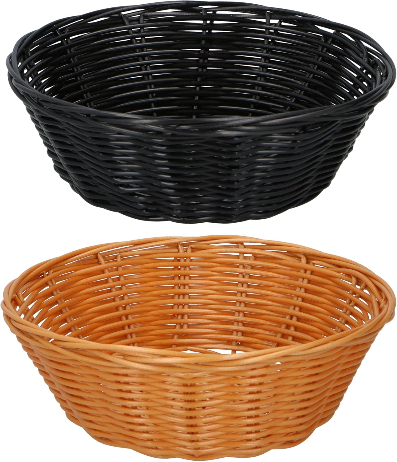 alpina Bread Basket Set - 2 Pieces - Wicker Baskets - Brown and Black