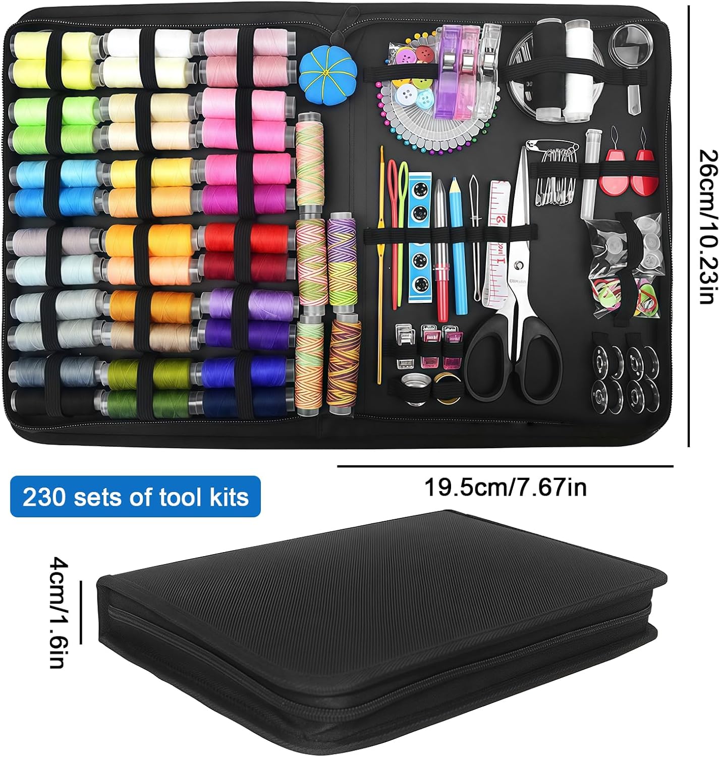 GOEDCH 230 Pieces Sewing Kit Basic Equipment: Multilayer Sewing Accessories Set with 43 Spools of Thread, Premium Gift Sewing Kit for Beginners, Sewing Kit Set for Household, Travel, Sewing Work – Bild 2