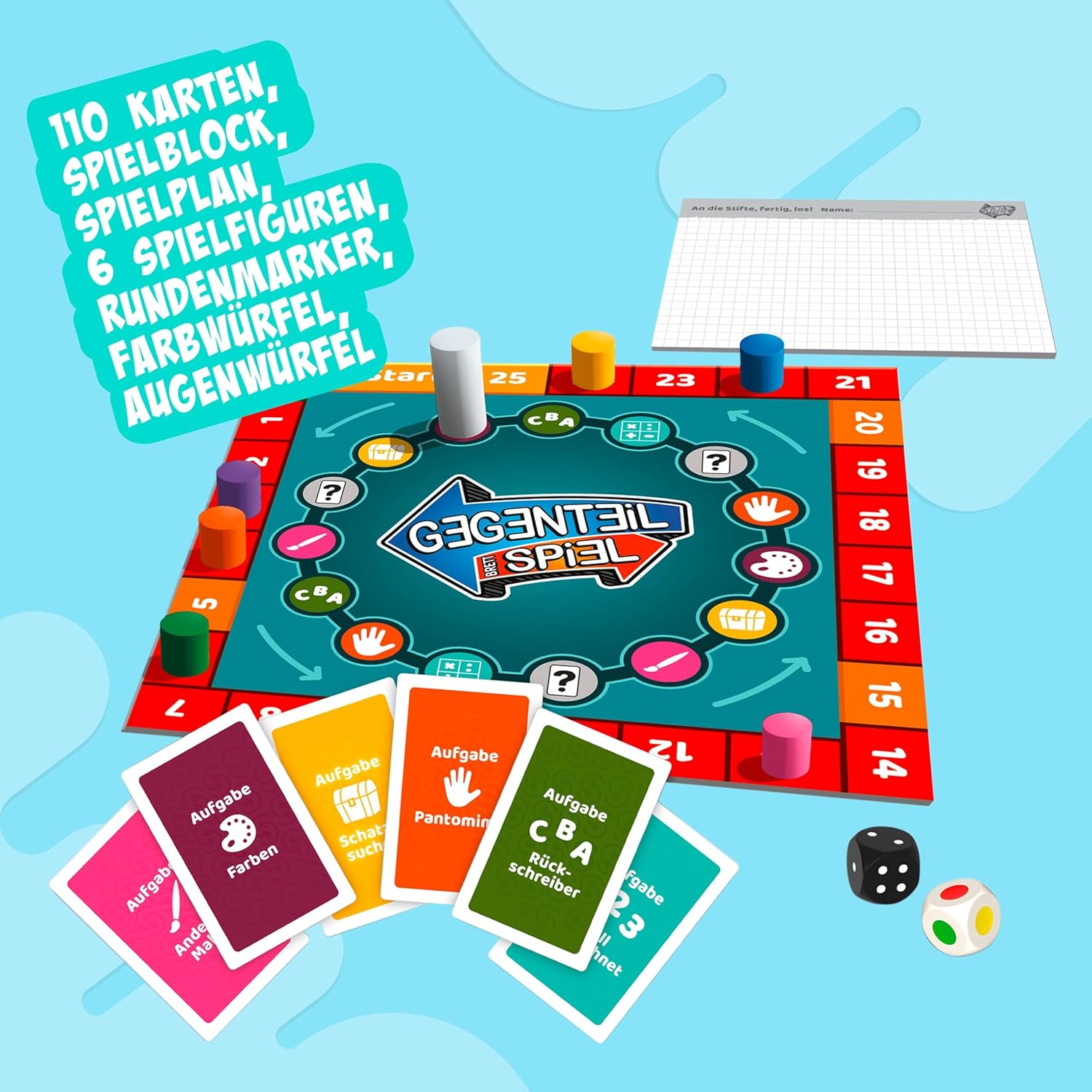 noris Opposite Board Game - Funny Communication and Reaction Game for Families and Friends, Fast Party Game with Crazy Answers, Can be Combined with Opposite Card Game, from 10 Years – Bild 3