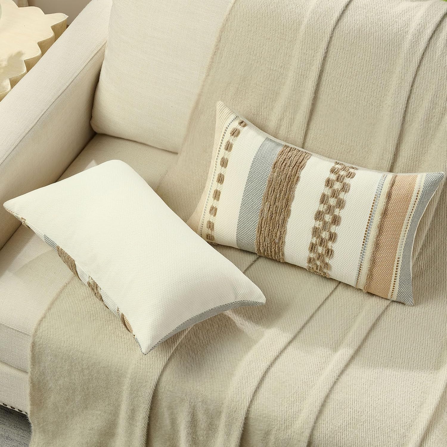 FUTEI Cushion Cover 30 x 50 cm Boho Tufted Set of 2 Cushion Covers, Brown – Bild 4