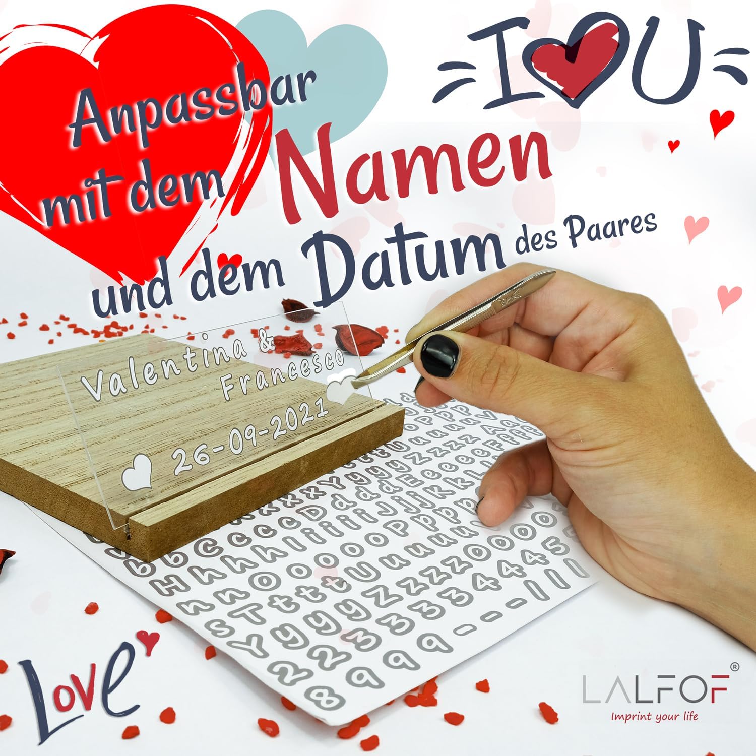 Lalfof Handprint Set for Couples with Name, Anniversary Gift for Her, Anniversary Gift for Him, Plaster Handprint Set Couples, Wedding Gift, Partner Gifts, Personalised Gifts – Bild 2