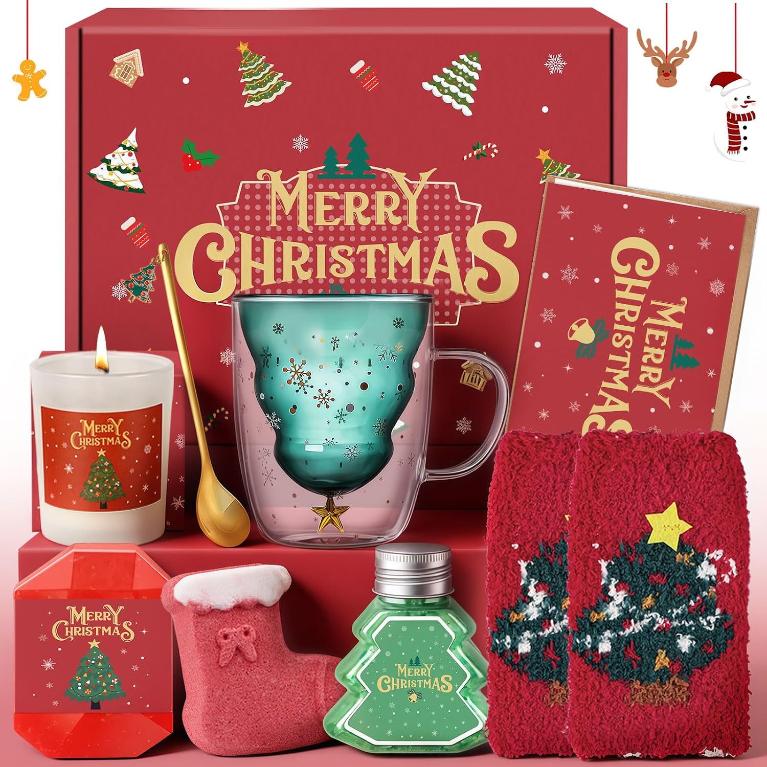 TUZELIYA Christmas Gifts for Women - 8-Piece Spa Gift Set Including Christmas Cards - Gift Ideas Christmas for Wife Girlfriend Colleagues - Bath Additive Christmas Gift Set Women 2025
