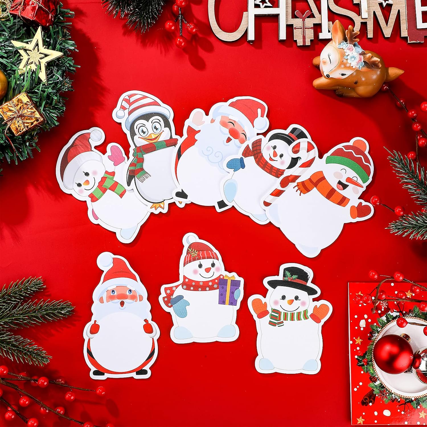 Outus 32 Pieces Christmas Notepad, Snowman, Santa Claus, Penguin – Bild 3