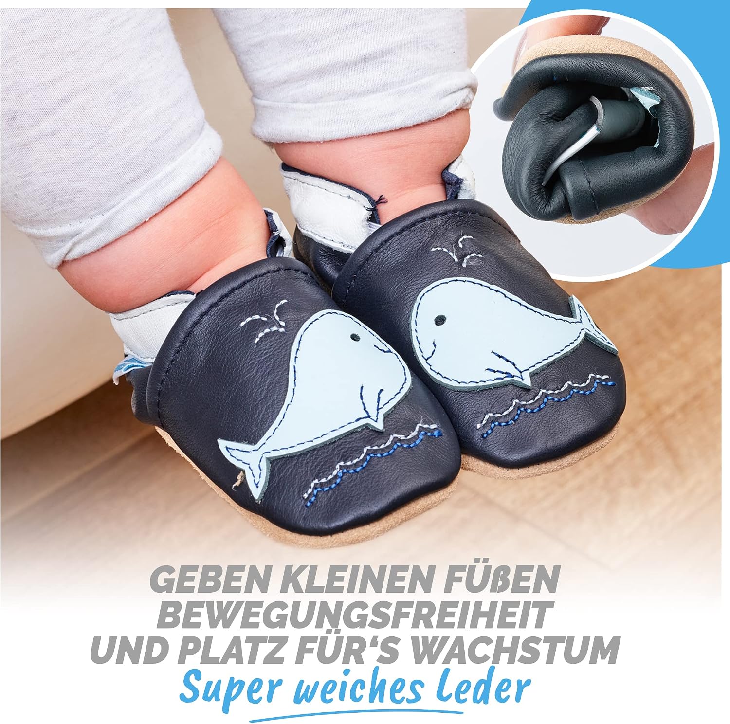 Crawling Shoes, Baby’s First Walking Shoes for Girls & Boys, Slippers, Soft Leather with Suede Soles, Leather Shoes, Toddler, 0–6 Months, 6–12 Months, 12–18 Months, 18–24 Months, 2–3Y – Bild 2
