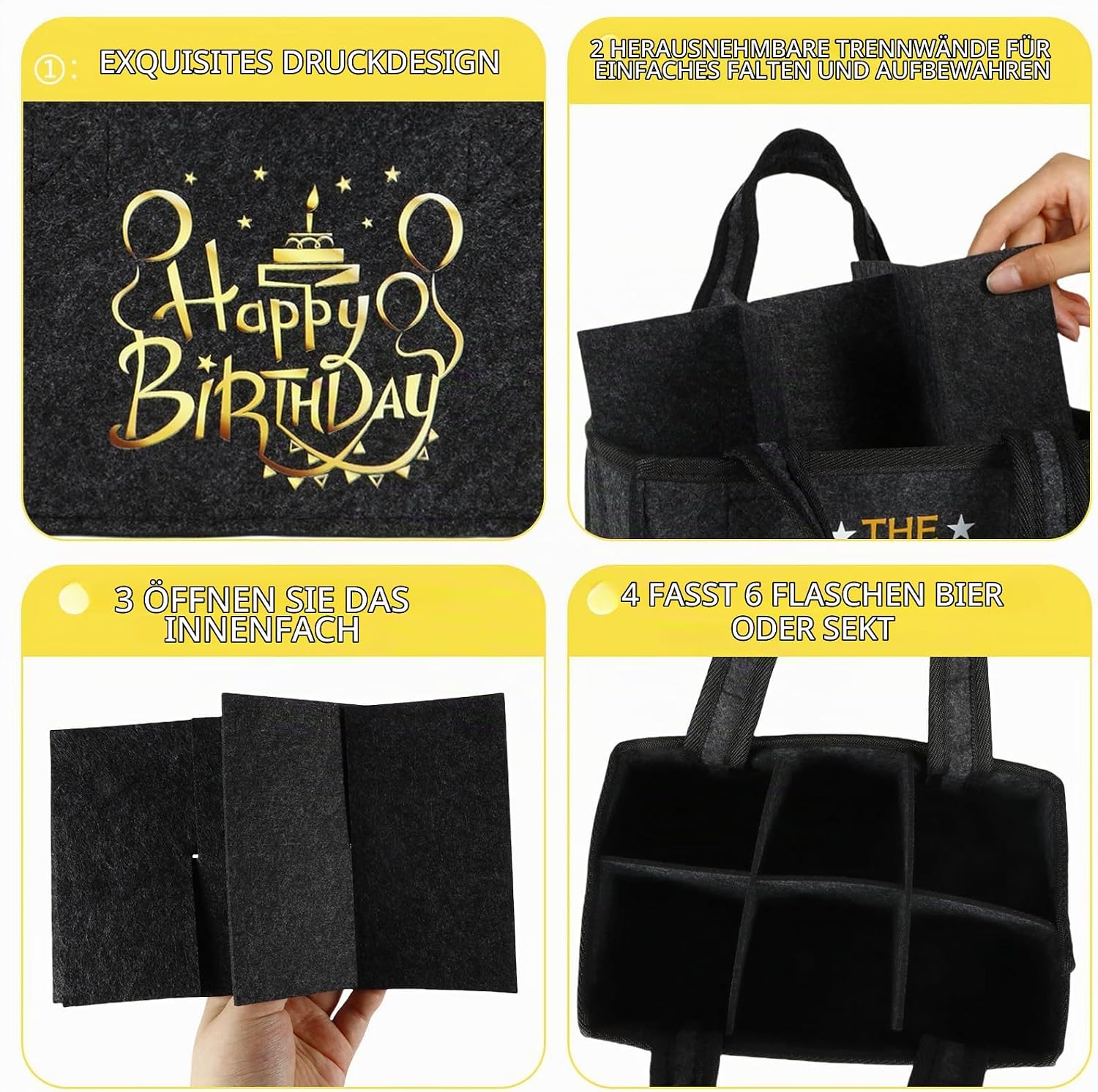 Birthday Gift for Men, Men's Handbag Beer Gifts Birthday, Men's Gifts for Birthday, Bottle Bag 6 Bottles, Beer Gifts, Funny Gifts for Men – Bild 4