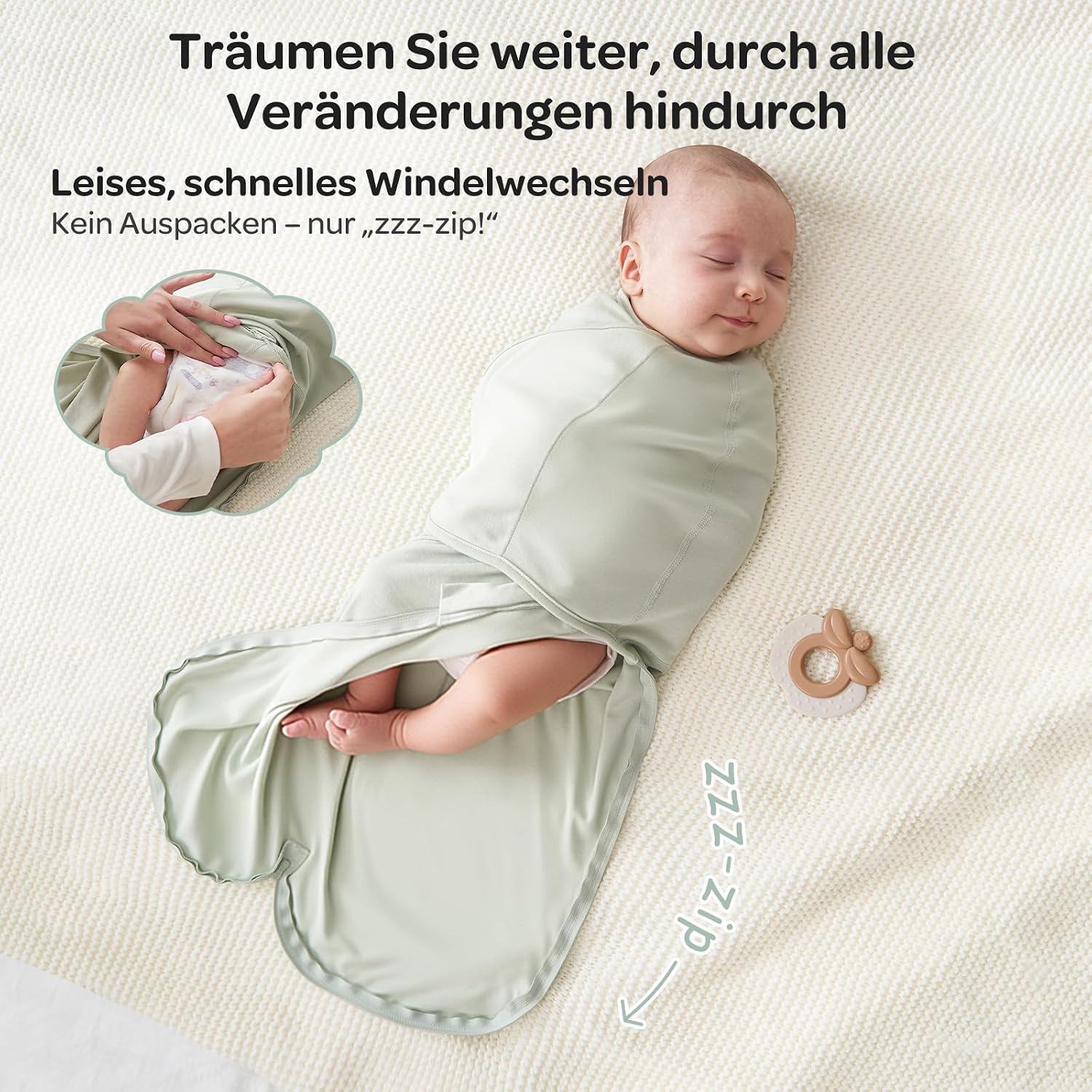 Momcozy Baby Swaddling Bag 0-3 Months Bamboo Pack of 2 Blue and Green – Bild 4