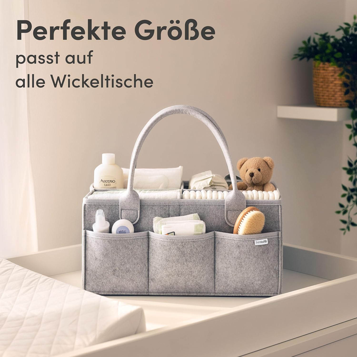 PUTSKA Nursery Storage Basket - Nappy Basket Organiser for Changing Station, Newborn Essentials, Baby Gifts for Birth and Must Haves for Boys or Girls – Bild 3