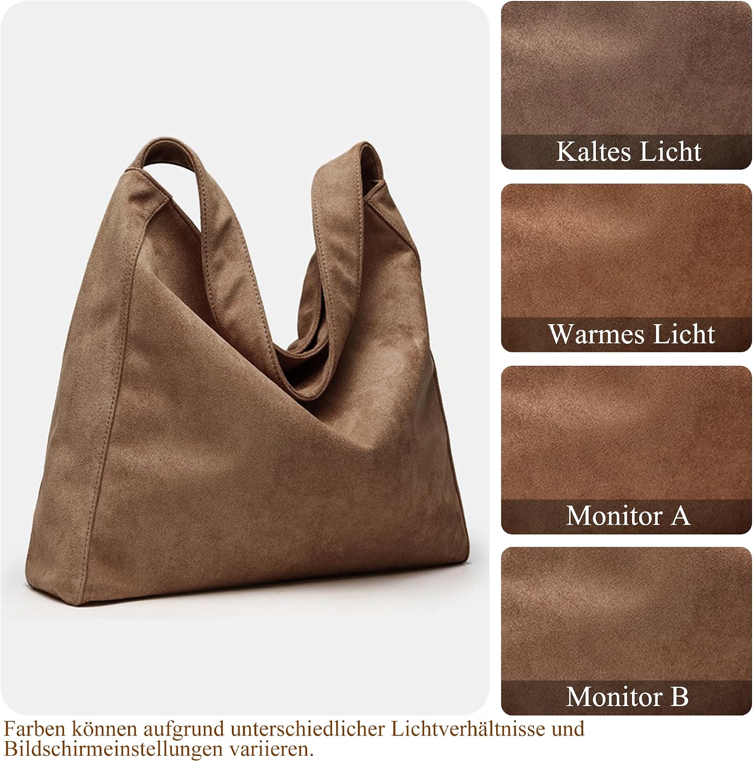 Women's Large Shopper Handbag Suede Shoulder Bag – Bild 6
