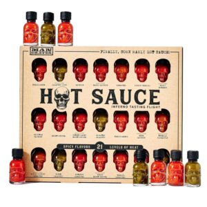 Man Crates Hot Sauce Inferno Flight Gift Set – 21 Hot Varieties