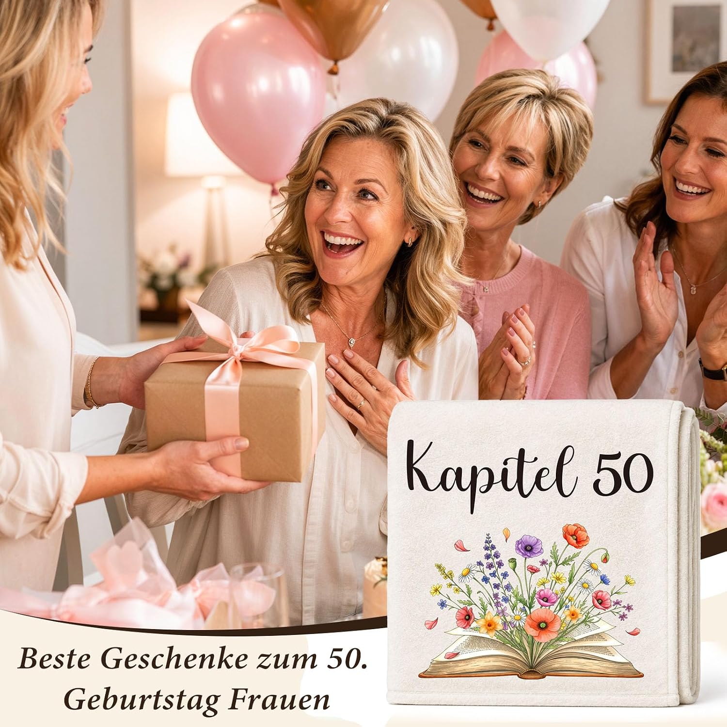 50th Birthday Gift for Women, "Chapter 50" Cuddly Blanket – Bild 3