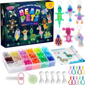 Funtopia Pearl Animals Craft Set for Children, Glow in the Dark Pony Beads