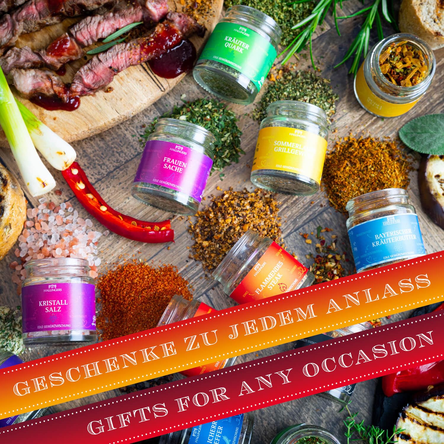 Hallingers Genuss Manufaktur Spice Gift Set – 12 Spices from around the World in High-Quality Gift Box with Recipe Booklet "Classic BBQ...", Gift Idea for Men and Women – Bild 4
