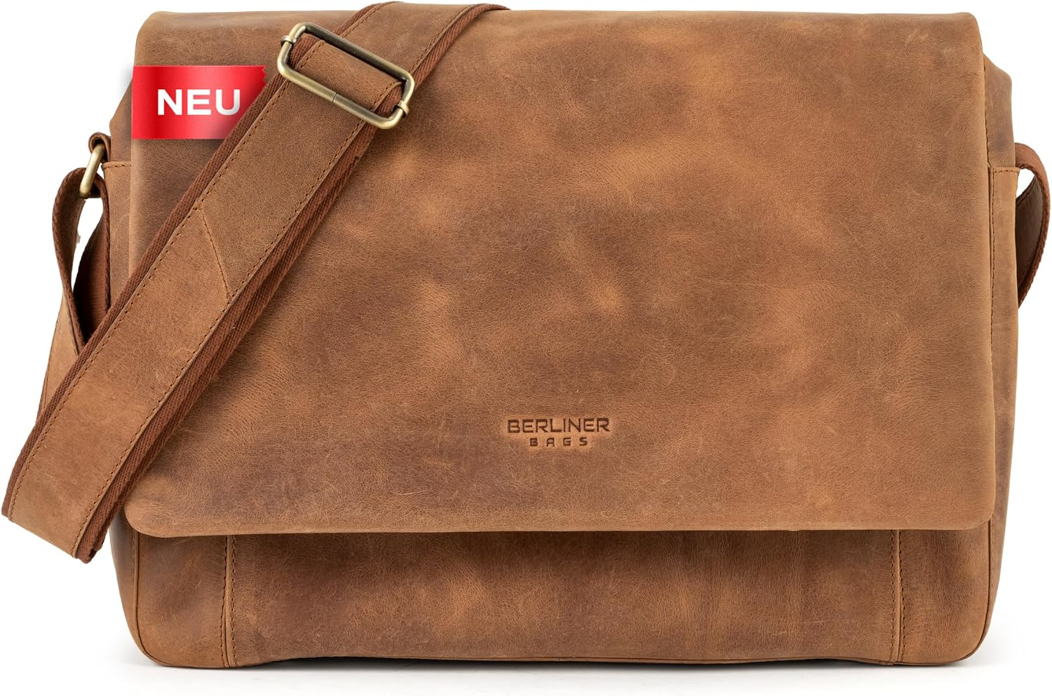 Berliner Bags P-Berg Vintage Leather Messenger Bag Brown