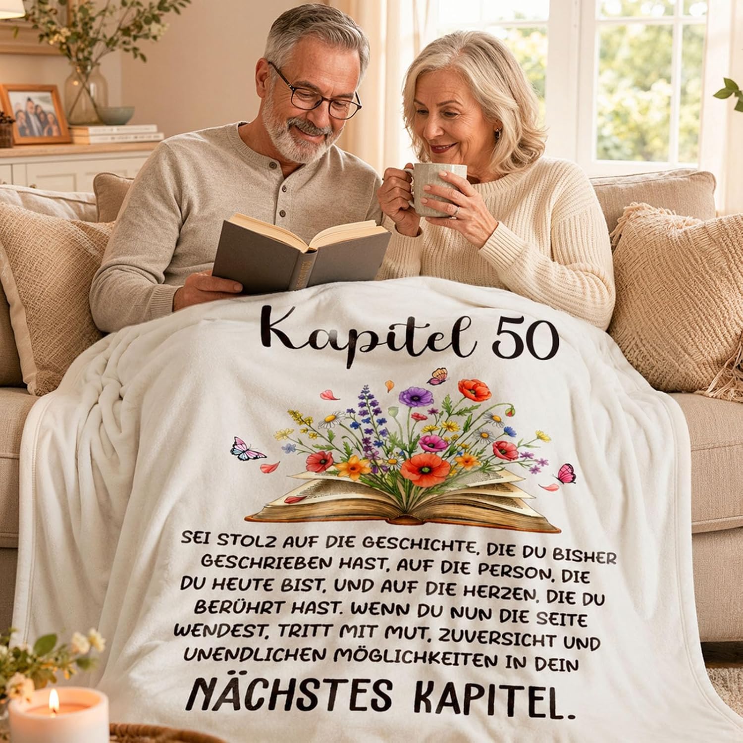 50th Birthday Gift for Women, "Chapter 50" Cuddly Blanket – Bild 4