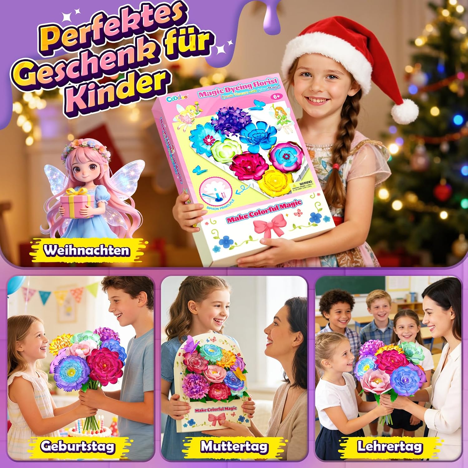 DIY Creative Flower Craft Set Children Magic Dyeing Floristry Craft Set – Bild 10