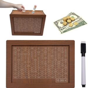 Wooden Money Box, Reusable Money Box, 10,000 Euro