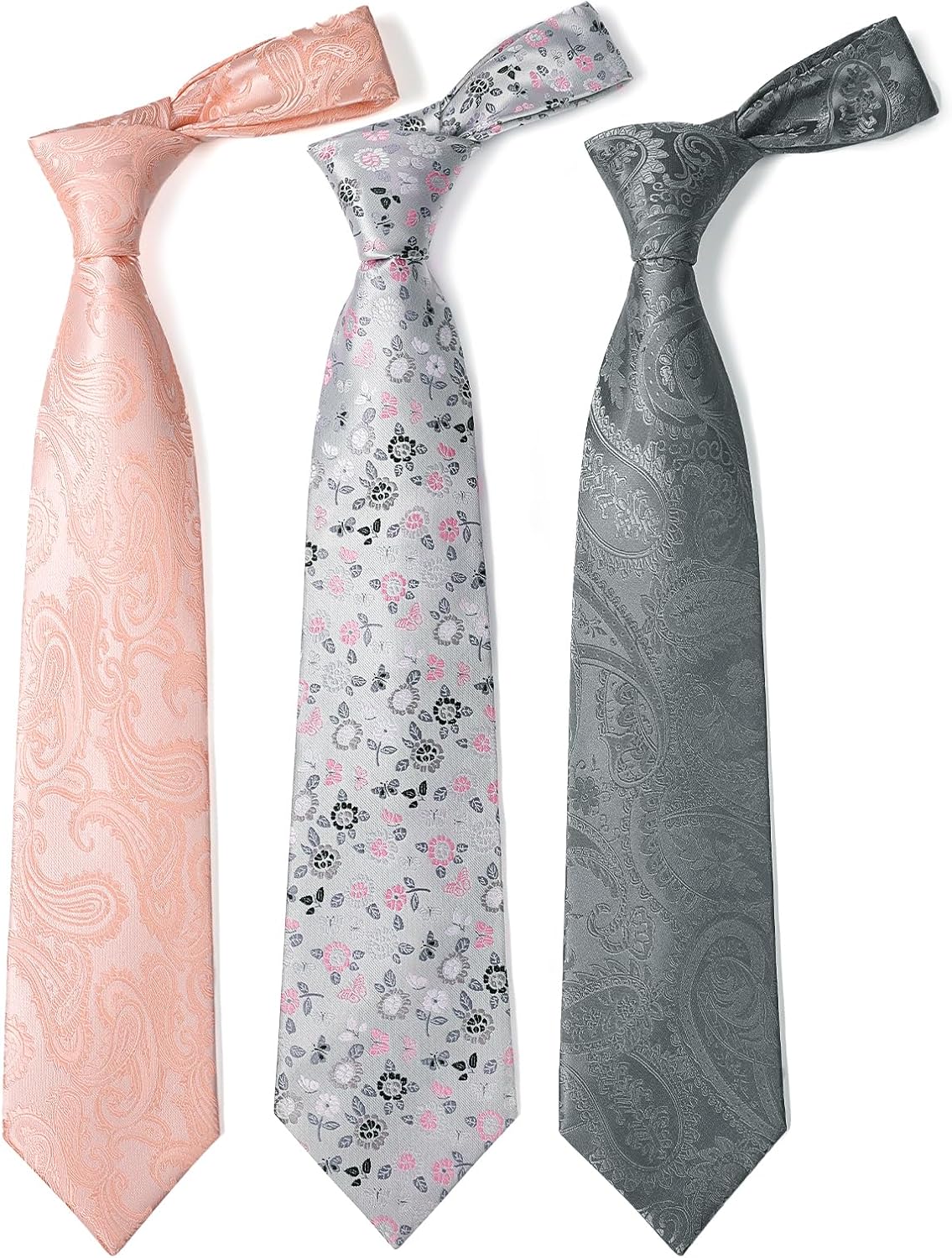 HISDERN Lot 3 Piece Men's Tie Classic Elegant Ties and Pocket Square Silk Tie Set Wedding Party Tie - Multiple Sets – Bild 2